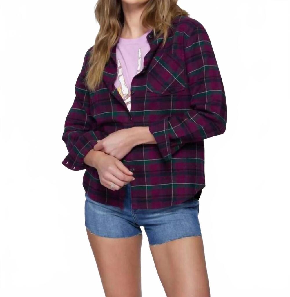 NEW O'NEILL long sleeve brushed flannel plaid shirt in plum